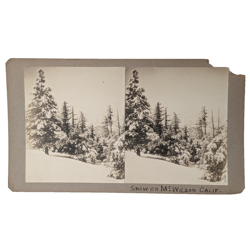 Vintage 1930s Mt Wilson California CA Snow Scene Landscape Stereoview Photo Card